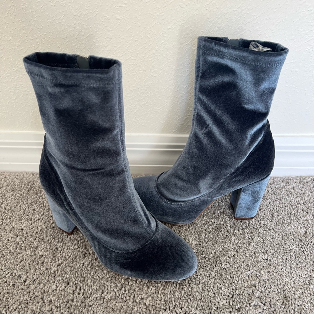 Sam Edelman Velvet Heeled Boots - Dark Gray